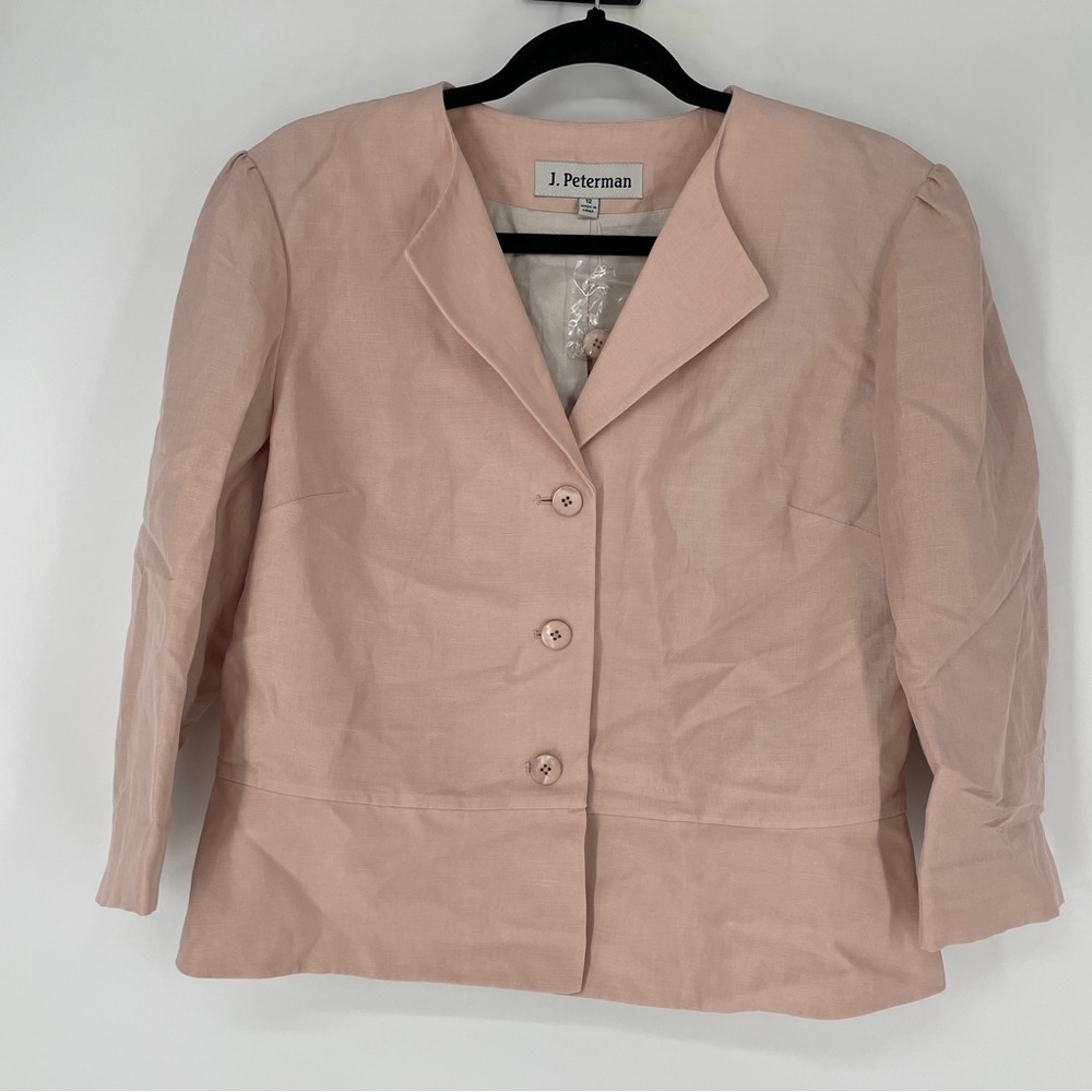 NWOT J. Peterman light pink linen silk blend blazer jacket